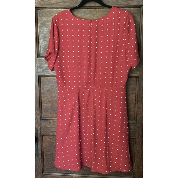 Madewell Red White Polka Dot Button Front Swing Dress Sz 12 - Picture 5 of 10